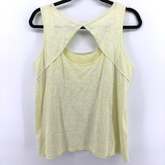 Fresh Produce Yellow Leaf Print Open Back Slub Tank Top Women's XS Made in USA - Picture 6 of 9